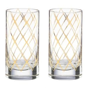 Kate Spade Lenox Gold Trellis Highball Glasses